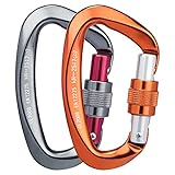 Tompig Karabiner, Kletterkarabiner [25KN] Heavy Duty Karabiner Clips mit Schraubgitter, für hohe Beanspruchung mit Schraubsicherung zum Klettern, Abseilen, Hängematten, H