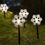 Weihnachtsbeleuchtung Aussen Lichter, 5er/10er Set Weihnachtsbeleuchtung, Acryl Tanne, Sterne und Schneeflocke Gartenleuchte, Batteriebetrieb Weihnachtsdeko LED Licht, (Schneeflocke, 10er Set)