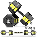 PANMAX Verstellbares Hanteln Langhanteln Gewichte Set, 3IN1 Kurzhanteln Hantelset mit Solide Hantelgriffen Bis zu 10kg 15kg 20kg Freies Gewicht Dumbbell für Bodybuilding Fitness Gewichtheben Training