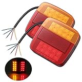 AUTOUTLET 2x Rückleuchten Set, 12V Universal LED Rücklichter Rückfahrlicht Anhängerbeleuchtung Rücklicht, Kennzeichenbeleuchtung, mit E-Mark, für Boot Vans LKW Caravan Wohnwag