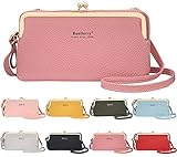 Koomunen Handytasche mit Geldbörse Damen, Handy Umhängetasche Leder Crossbody Tasche mit Band, Handy Schultertasche Clutch mit Kartenfächer für iphone sumsung Handy unter 7 Z