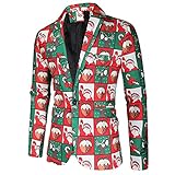 Sonojie Herren Anzugjacke Casual Freizeit Sakko Business Weihnachtsjacke Blazer Slim Fit Herren Jackett Sportlich Slim Fit Freizeit Blazer Weihnachten Anzugjacke Vintag