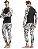 Herren Tauchen Ganzkörper-Badeanzug Camo Surf Shirts Jumpsuit Tauchen mit Dampf-Badeanzug Stretch Ganzkörper-Surf-Anzug UV-Schutzanzug Schwimmen,B,3XL