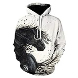 LHGBGBLN Offwhite Federtier Pferd 3D Gedruckter Hoodie neutraler Streetwear Pullover personalisierter Kapuzenp