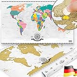 GOODS+GADGETS Scrape Off World map - Weltkarte zum Frei-Rubbeln; XXL Poster Rubbel-Weltkarte mit Premium Lack aus Deutschland 82 x 45