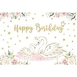 Happy Birthday Party Hintergrund Schwan Prinzessin Krone Golden Twinkle Little Star Girl Fotografie Hintergrund Studio Requisiten Vinyl 1,5 x 2,1