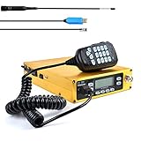 HYS G25W UKW-UHF-LKW Mobilfunk-Transceiver Dualband 136-174/400-480 MHz Auto-Amateurfunk Kompatibel mit Dual-PTT-MIC und Programmierkabel (golden)