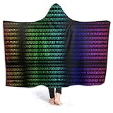 Modischer 3D-bedruckter farbenfroher Zahlen-Überwurf mit Kapuze, Poncho und Umhang Sherpa, dicker warmer Plüsch, für Damen und M