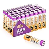 GP Extra Alkaline Batterien AAA Longlife (1,5V) 40 Stück Micro Batterien LR03 Vorratspack, ideal für die Stromversorgung von Geräten des täglichen Bedarfs (Briefkasten-geeignete Verpackung)