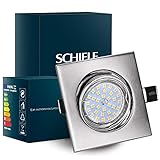 SCHIELE 6x LED Einbaustrahler GU10 230V 6W Warmweiß Eckig Einbauspots Set Deckenspot Metall matt nickel Einbauleuchte Deckeneinbauleuchte Deckeneinbaustrahler Ersatz für 50W Schwenkb