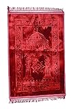 Ramadan24 Gebetsteppich Islamische Gebetsmatte- Muslim Gebet Teppich Gepolstert Dicke Weiche Seccade Waschbar Namaz mit Islam Orient Muster rutschfest 80 X 120 cm (Rot)