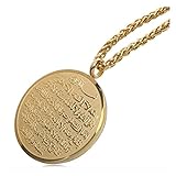 Religion Musulmane ☪ Medaille aus goldfarbenem Stahl „Allah und Âyat-Al Kursî“ mit 60 cm lang
