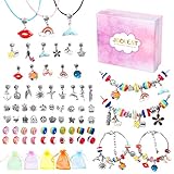 JBonest Mädchen Geschenke 6-12 Jahre - Charm Armband Making Kit DIY, Geschenke für Mädchen Schmuck Bastelset Spielzeug Kinder, Silberkette Geschenke Weihnachten Geschenk Mädchen 5 6 7 8 9 10 11 J