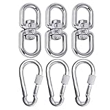 Fltaheroo M8 304 Stahl Drehgelenk Doppelenddrehhaken Haken M8 Karabiner Hängematte-Aufhängevorrichtung Drehvorrichtung 6 Stück