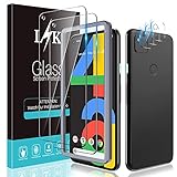 [2+3 Stück] LϟK Schutzfolie für Google Pixel 4a 4G 5,8'' (Nicht für 5G) mit 2 Stück Panzerglas + 3 Stück Kamera Panzerglas - Folie mit Rahmen Blasenfrei Kratzfest 9H Glas Pixel 4a Display