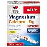 Doppelherz Magnesium + Calcium + D3 DIRECT – Nahrungsergänzungsmittel mit Zitronen-Geschmack – Für die normale Muskelfunktion – 1 x 20 Portionen M