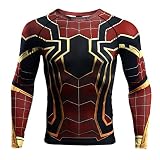 Spider-Man Kompressionsshirt für Herren, 3D-Druck, T-Shirt, Fitness-Top, rot, Groß