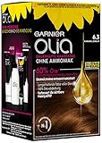 Garnier Olia Haar Coloration Karamellbraun 6.3 / Färbung für Haare enthält 60% Blumen-Öle für intensive Farbkraft - Ohne Ammoniak - 3 x 1 Stück