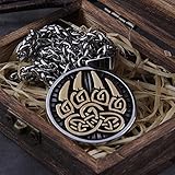 esterea 316L Edelstahl Klassische Tier Bärenklaue Herren Anhänger Halskette Wikinger Amulett Modeschmuck Skandinavische Rune Männer Geschenk Holzkiste 70cm G
