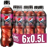 Pepsi Max Cherry, Das zuckerfreie Erfrischungsgetränk von Pepsi ohne Kalorien, Koffeinhaltige Cola in der Flasche mit Kirschgeschmack EINWEG (6 x 0,5l)