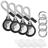 W2C 4 Stück Silikon Schutzhülle / Schlüsselanhänger für Apple AirTag + Karabiner + Schlaufe + Schutzfolie (4er Set Multi Pack - Schwarz)