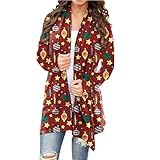 ZYHOOD Damen Weihnachtsstrickjacke Damen Langarm Strick Oversize Pullover Winter Leichte Open Front Top Oberbekleidung Casual Coverup Coat Damen Weihnachten Strickcardigan Lang Cardigan Winterjack