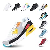 Laufschuhe Herren Damen Turnschuhe Licht Dämpfung Air Sportschuhe rutschfest Atmungsaktiv Fitness Sneakers E-WeißGelb 38