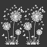 2 Stück Weiß Wandtattoo Pusteblumen für Wanddeko,XXL Groß Löwenzahn Blumen Pflanzen Wandsticker Wandaufkleber Kleben Aufkleber Wandbilder für Wohnzimmer Schlafzimmer Vorraum Flur Fenster 165X130