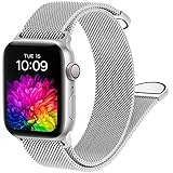 DigiHero Metall Armband Kompatibel mit Apple Watch Armband 38mm 40mm 42mm 44mm für Damen Herren, Edelstahl Ersatz Uhrenarmband mit Magnet kompatibel mit iWatch Series SE 6 5 4 3 2 1 Silber(Patented)