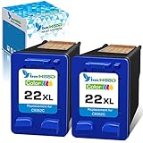Inkwood Remanufactured für HP 22XL 22 XL Tintenpatrone für HP Deskjet F4180 F2280 F380 F2180 D2460 D2360 3940 D1460 D1530, Fax 3180 HP PSC 1410 1402 Drucker 2 Pack