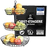 Chefarone Obst Etagere 3 Etagen - Etagere Obst für mehr Platz auf der Arbeitsplatte - dekorativer Obstkorb schwarz - Obstschale Etagere groß ( 36 x 36 x 52 cm )