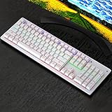 fasloyu USB Tastatur, RGB QWERTZ Mechanische Tastatur, kabelgebundene Gaming Tastatur Fullsize Mechanische Tastatur, für den Windows XP/Vista/Win7/Win8/Win10, MAC, Linux oder andere (Weiß)