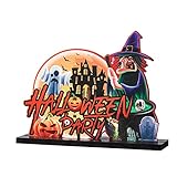 Mengove Handwerk Desktop KüRbis Erntefest Party Szene Home Dekorationen Schloss Ornament Herbst KüRbishaus Szenenspiel Halloween Tischplatte Holzornamente Horror Atmosphäre Arrang