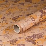 Geschenkpapier Abenteur Weltreise, Kraftpapier, glatt, 60 g/m²Geburtstagspapier, Vintage - 1 Rolle 0,7 x 10