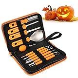 JINOO Halloween Kürbis Schnitzset, 11 Stück Edelstahl kürbis schnitzen, Edelstahl Pumpkin Tools Set für Kinder Halloween Jack-O-Lantern Carving Dek