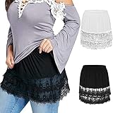 Women's Lace Skirt Shirt Extender Layering Fake Tops Hemline Mini Lace Underskirt Skirts Half Slip Extra Length Plus Size (B#2PCS, 3X-Large)