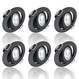 6x LED Einbaustrahler Ultraflach 5 Watt Schwarz schwenkbar 230V Rund warmweiß Deckenstrahler Spot Deckenspot L