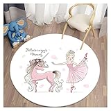 L1YAFYA Cartoon Ballett Mädchen Runde Teppich for Wohnzimmer Area Teppich Kinder Teppich Schlafzimmer Bodenmatte for Kinder Weiche Tapis Kinder Teppich (Color : 14, Size : Diameter 60cm)