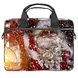 Laptoptasche mit rotem Weihnachtsmann und Lampe, Segeltuch-Muster, Aktentasche, Laptop-Schultertasche, Messenger-Tasche für 34 - 36,8 cm (13,3 - 14,5 Zoll) MacBook Laptop Ak