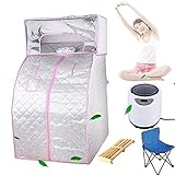 Mini Dampfsauna Heimsauna mit Fernbedienung 2L Mobile SPA Dampfsauna Maschine Wärmekabine Sitzsauna Saunakabine Portables Dampfbad Dampferzeuger für Zuhause(70x80x98cm)