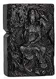 Natürliches Ebenholz Schwarz Holz geschnitzt Feuerzeug Außengehäuse für Zippo Einsatz Kit (Kwan Yin Göttin Dragon Phoenix)