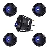 HOTSYSTEM 12V 20A Auto KFZ Runder Schalter Wippschalter Ein-Ausschalter mit blauer LED Anzeige Wechsel Switch Kippenschalter 5 Stück