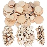 JNCH 200 STK / 4 Muster Holzscheiben (Herz/Rund/Sterne/Schmetterling) Deko zum Basteln Holz Scheiben klein Holzherz Dekoration Streudeko Tischdeko Verzierungen für DIY Handwerk Herzen H