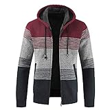 Herbst Winter Strickjacke MEIbax Herren Packwork Hooded Zipper Jacke Langarm-Mantel Cardigan Übergangsjacke Outw