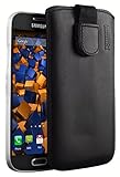 mumbi Echt Ledertasche kompatibel mit Samsung Galaxy S4 mini Hülle Leder Tasche Case Wallet, schw