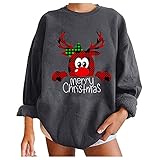 CEFGR Damen Xmas Hoodie Frauen Große Größen Sweatshirt Festival Printed Herbst Tunika und Blusen Rundhals Pullover Shirt Langarm Vintage W