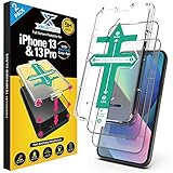 XeloTech 3D/4D Full Cover Schutzglas (2x) für iPhone 13 und iPhone 13 Pro - Mit Easy App Schablone - Temperiertes Glas - Folie aus Hartg