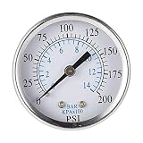 TS-50-14. Tragbarer Druckmesser Luftkompressor Hydraulische Vakuumanzeige Manometer Druckprüfer 0-200psi 0-14bar 1/4 NPT. Druckanzeig