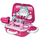 Dreamon Rollenspiel Spielzeug Schminkset kinderfön 2 in 1 Set mit Vielen Zubehör für Mädchen Prinzessin 3 J