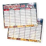 itenga Stundenplan DIN A4 Motiv Feuerwehr doppelseitig eine Seite abwischbar 300g Karton passend für Schulanfang Jungen und M